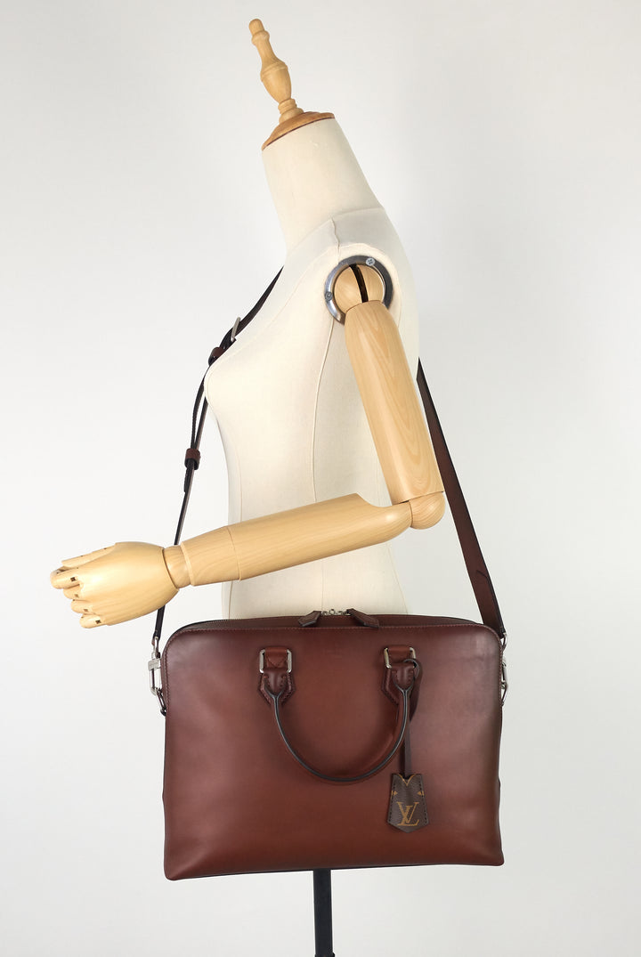 armand ombre calfskin leather briefcase bag