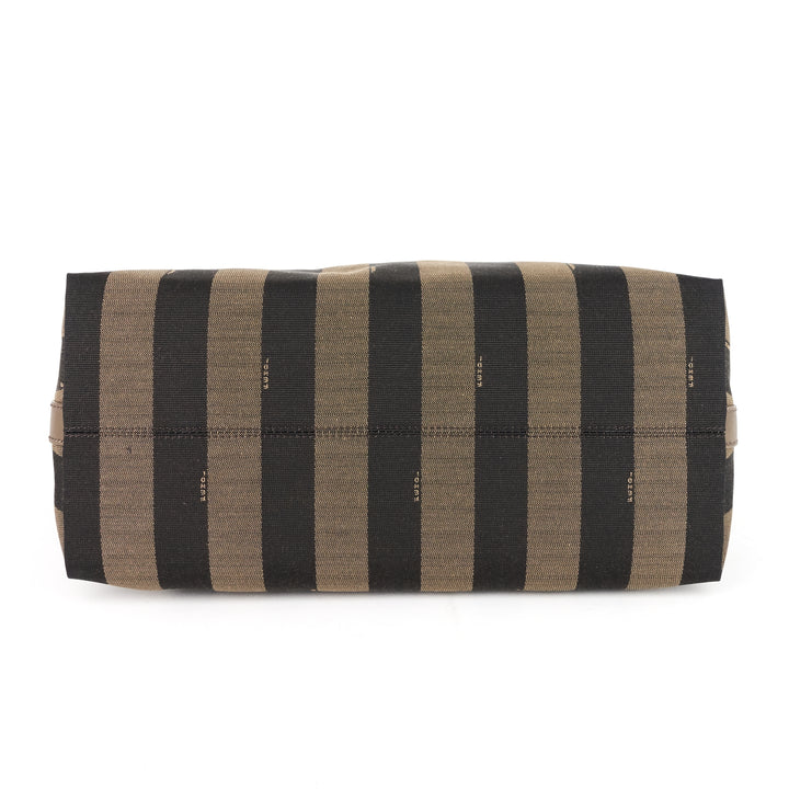 tobacco pequin stripe canvas hobo bag