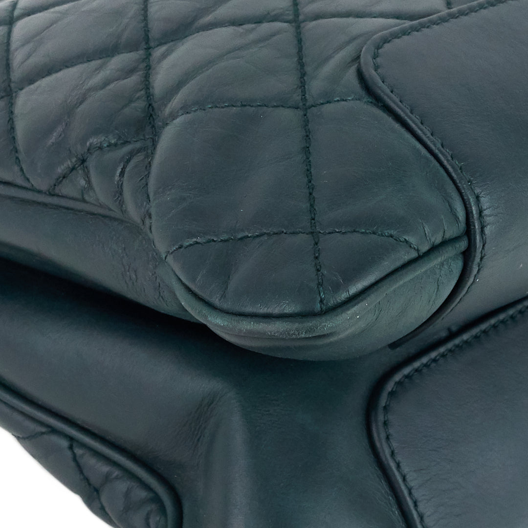 glazed calfskin leather shopping tote bag