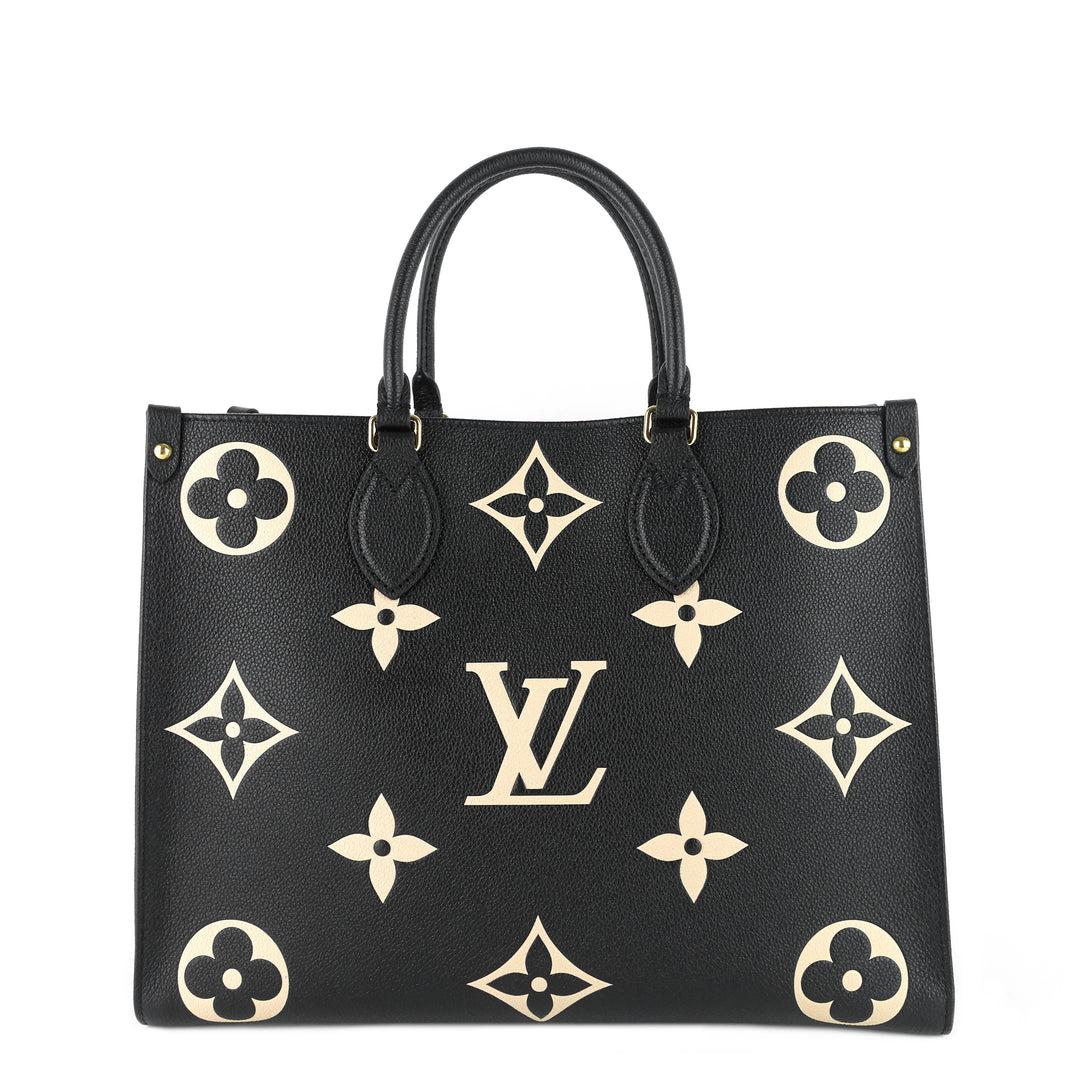 onthego mm bicolour monogram empreinte leather bag