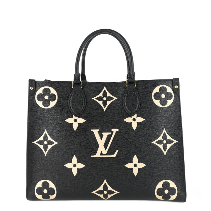 onthego mm bicolour monogram empreinte leather bag