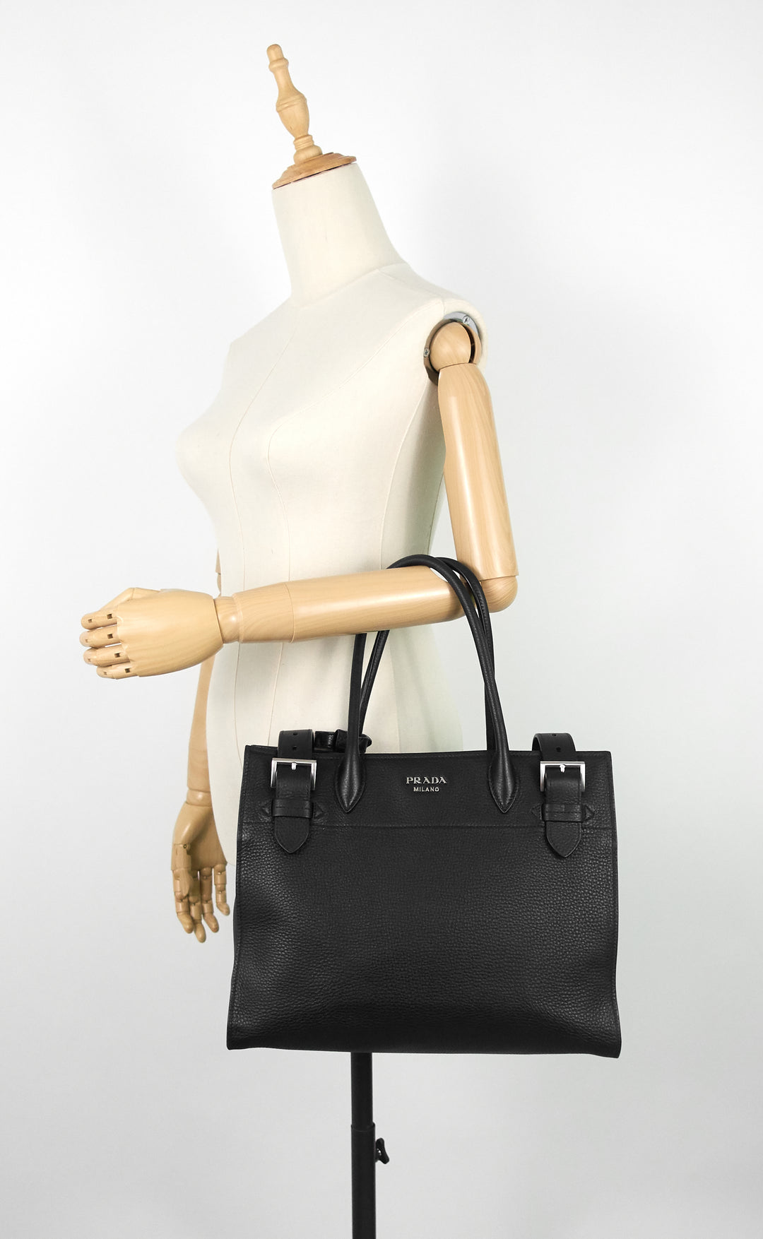 Buckle Leather Tote Bag