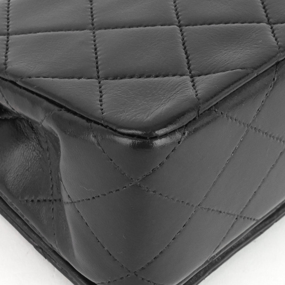 lambskin leather small single flap bag