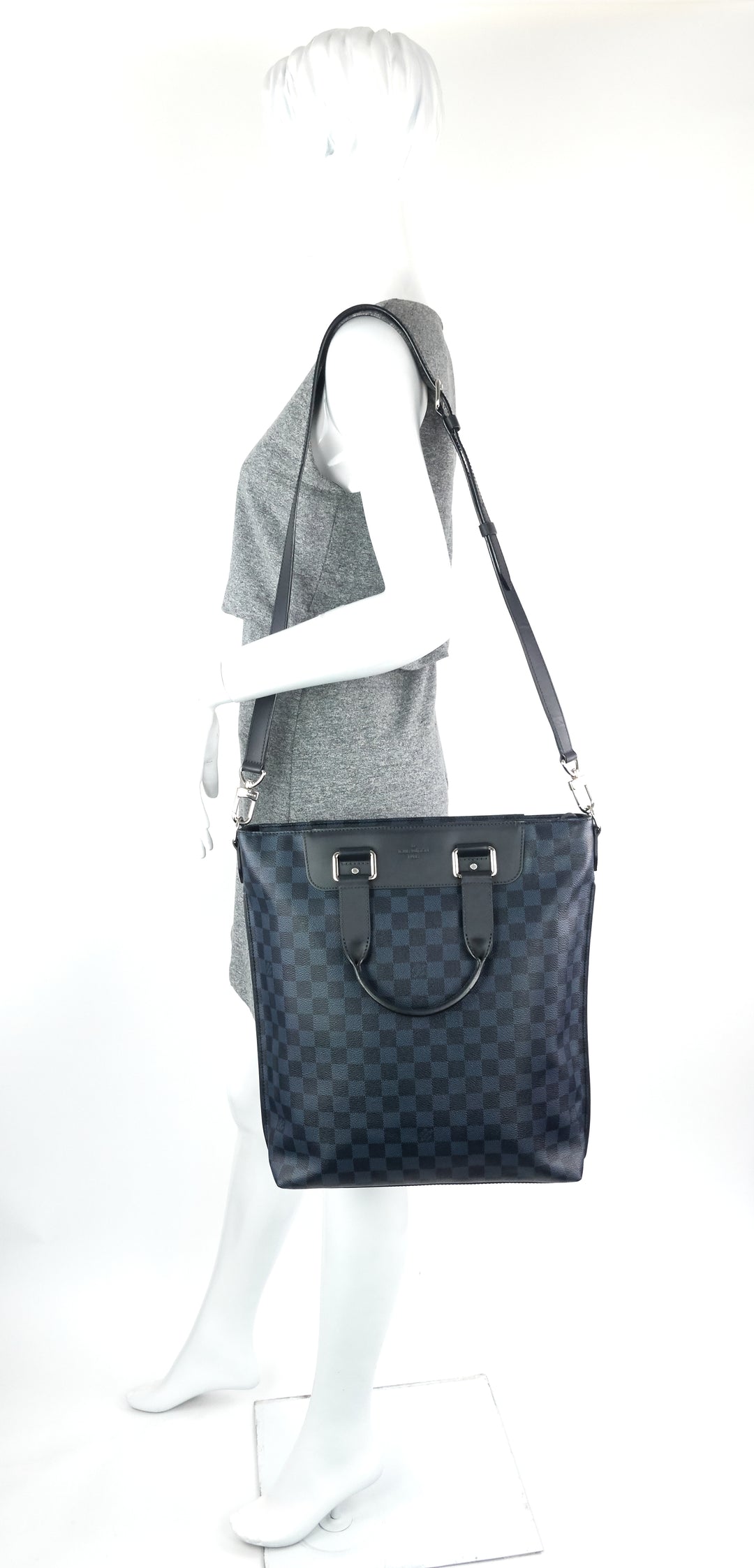 cabas jour damier cobalt canvas bag