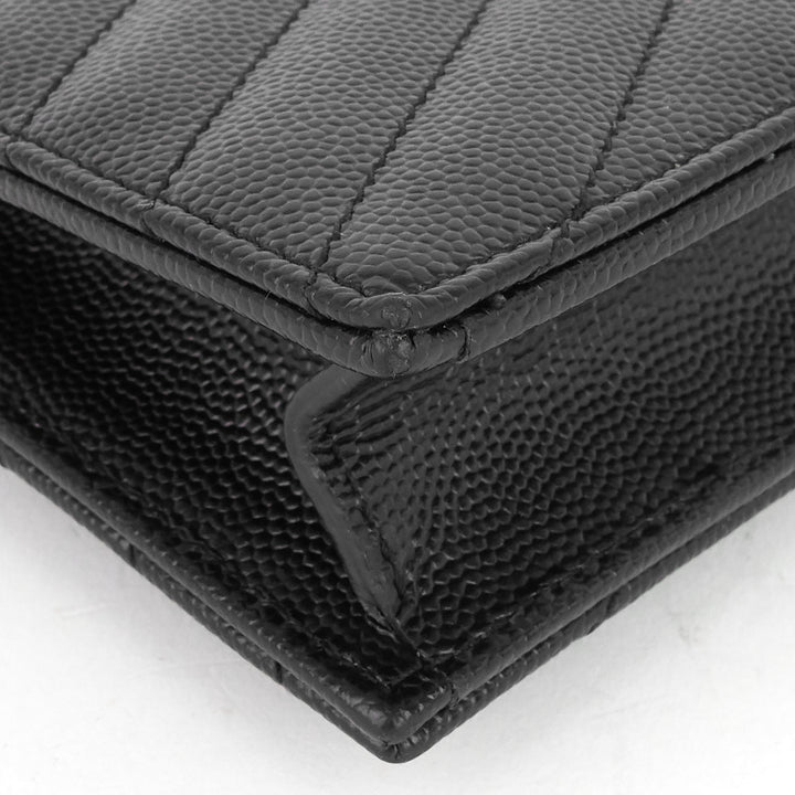 matelassé saffiano leather small wallet on chain woc