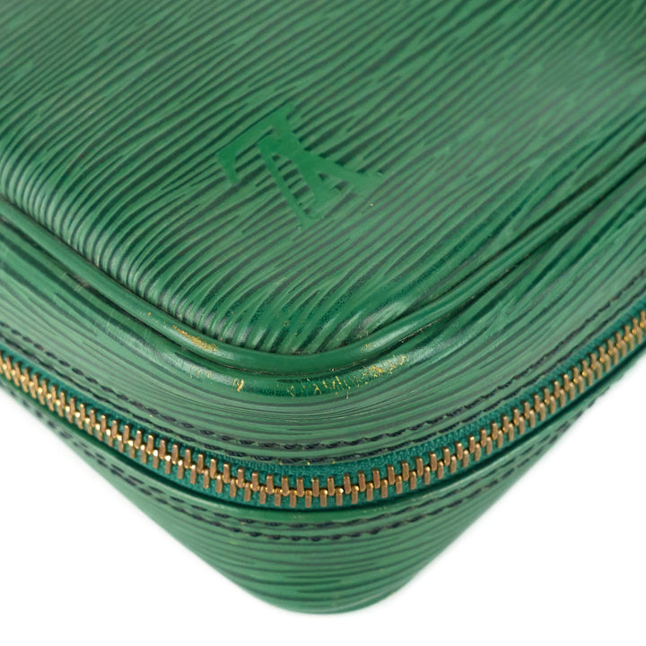 porte-documents voyage green epi leather briefcase bag