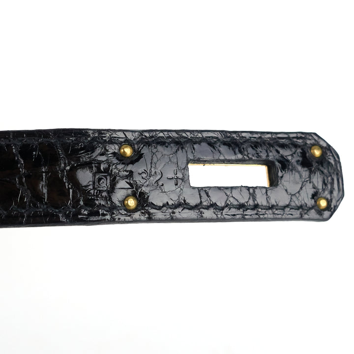 birkin 35 black porosus crocodile handbag