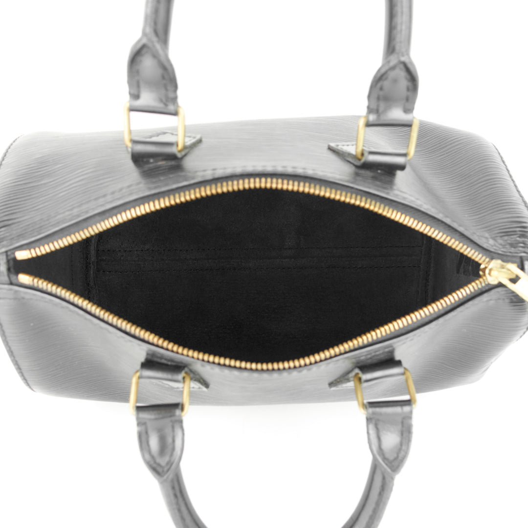 speedy 25 black epi leather bag