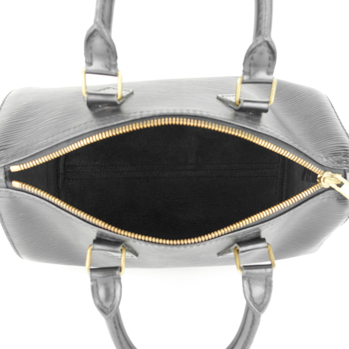 speedy 25 black epi leather bag