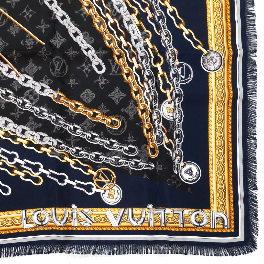 vendome giant square navy blue silk scarf