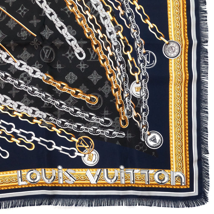 vendome giant square navy blue silk scarf