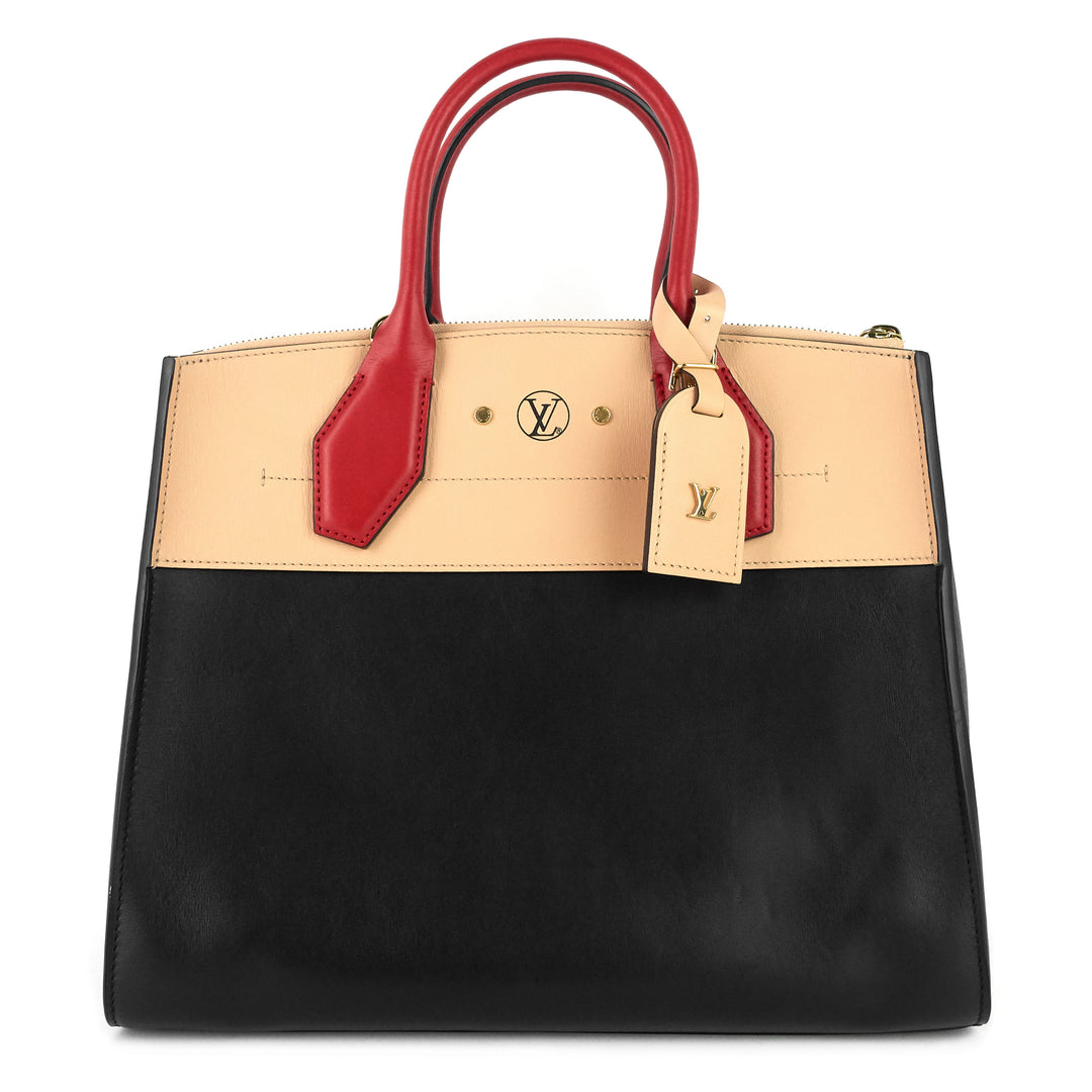 Louis Vuitton Noir Calfskin Leather City Steamer MM Bag Louis Vuitton