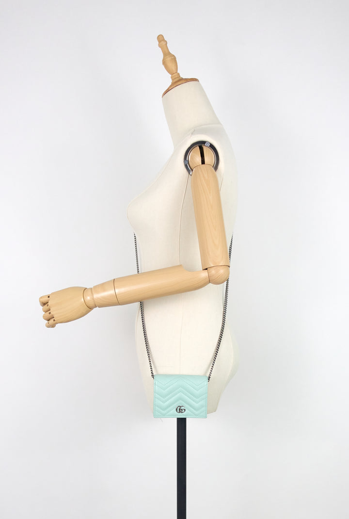 gg marmont mini card case on chain leather bag