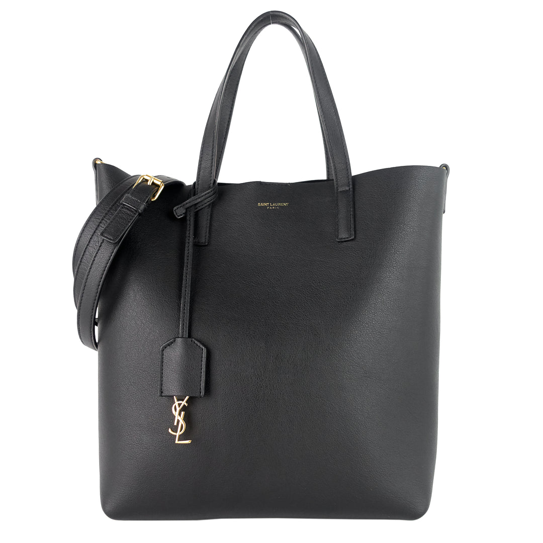 north south calfskin leather shopper tote bag