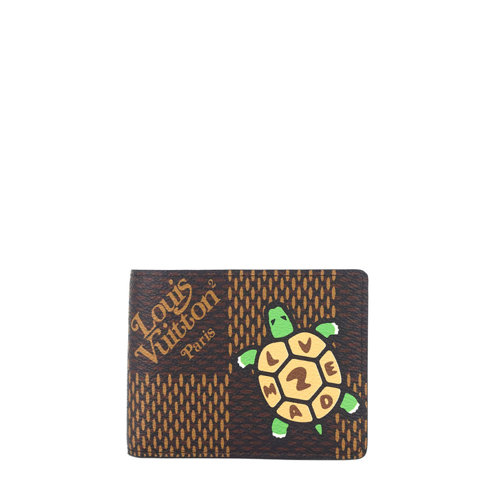 nigo turtle giant damier ebene canvas multiple wallet