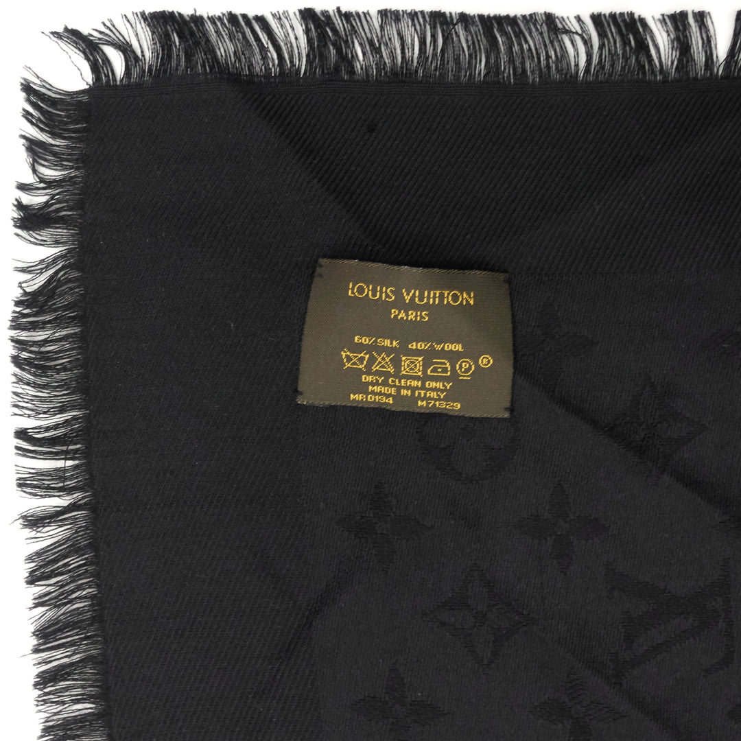 monogram square silk/wool shawl