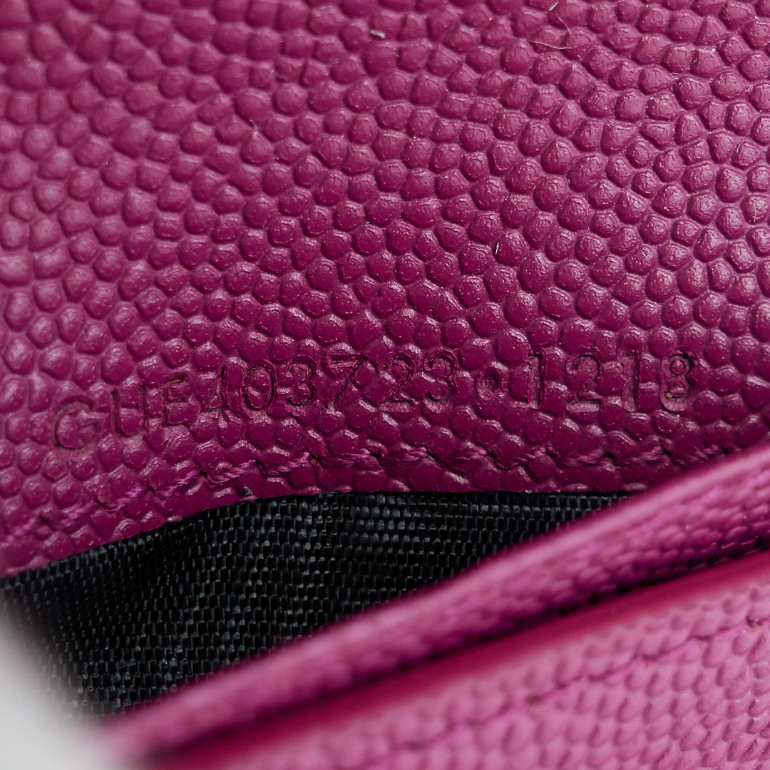 compact grain de poudre embossed leather zip around wallet
