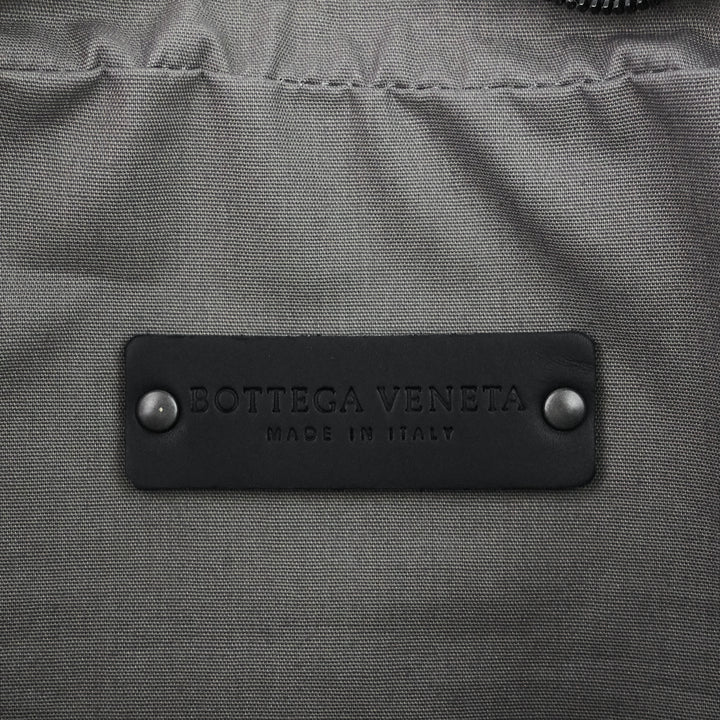 intrecciato leather and nylon pouch