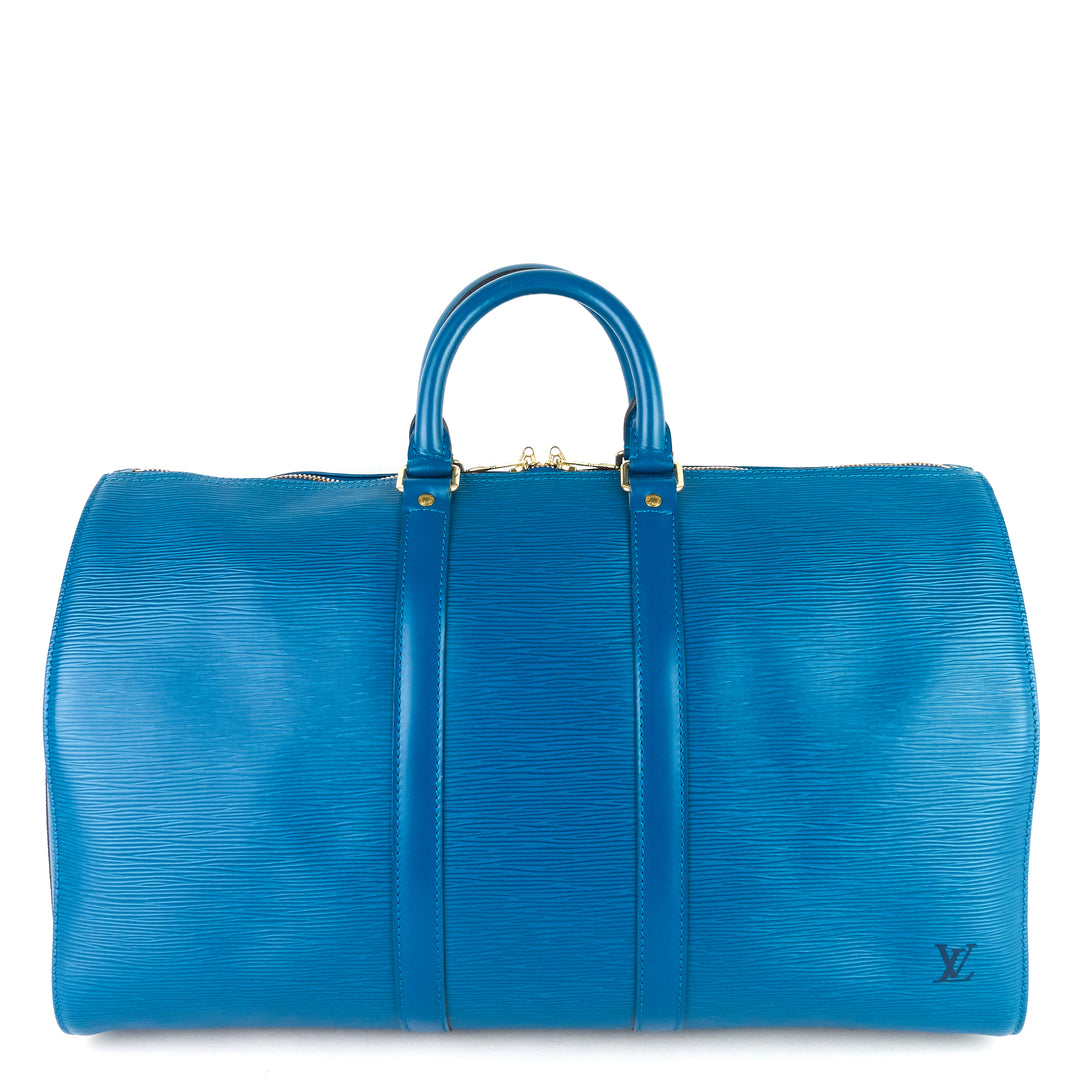 keepall 45 blue epi leather bag