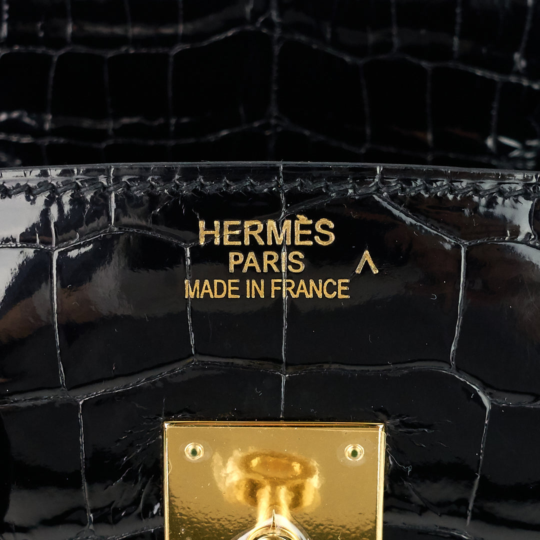 birkin 35 black porosus crocodile handbag