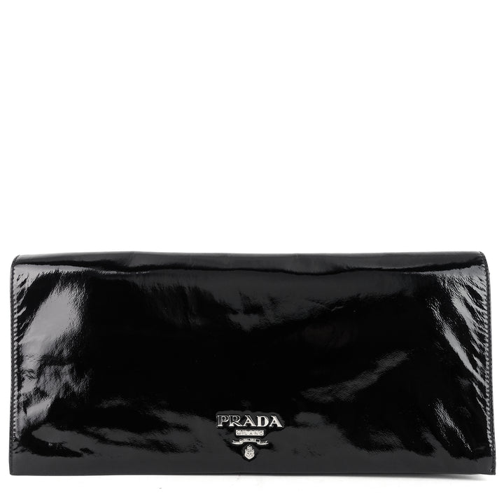patent leather sfumata clutch bag
