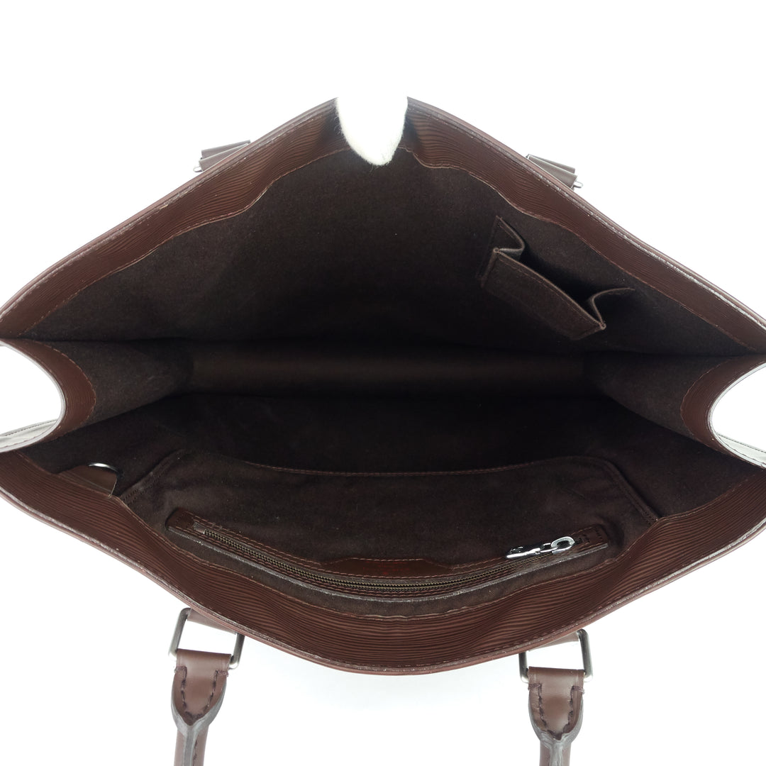 sac plat gm brown epi leather bag