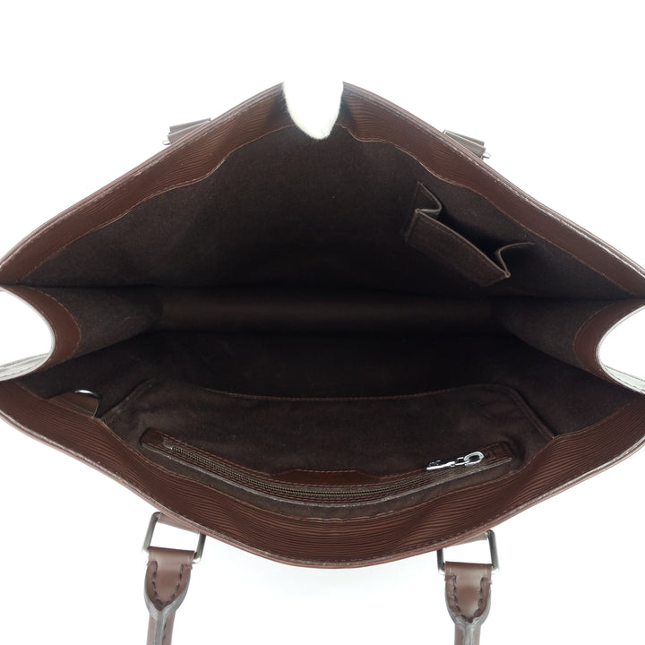 sac plat gm brown epi leather bag