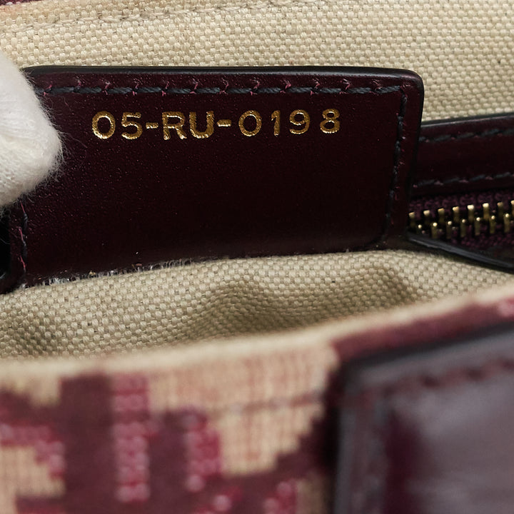 red oblique jacquard saddle bag