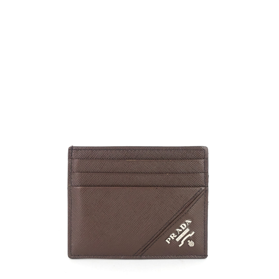 saffiano leather logo card holder