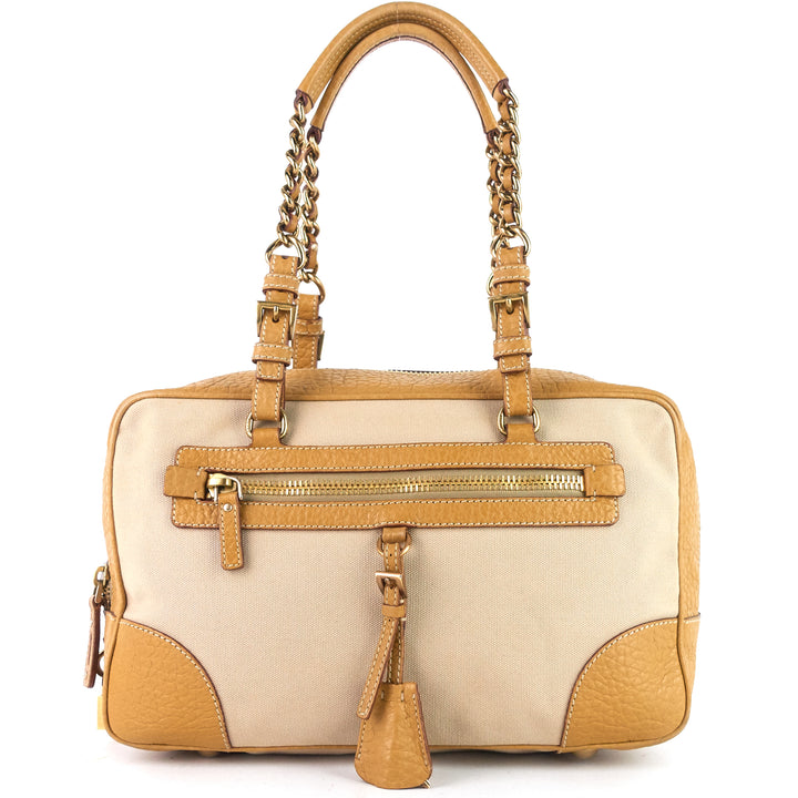 canvas and leather shoulder bag