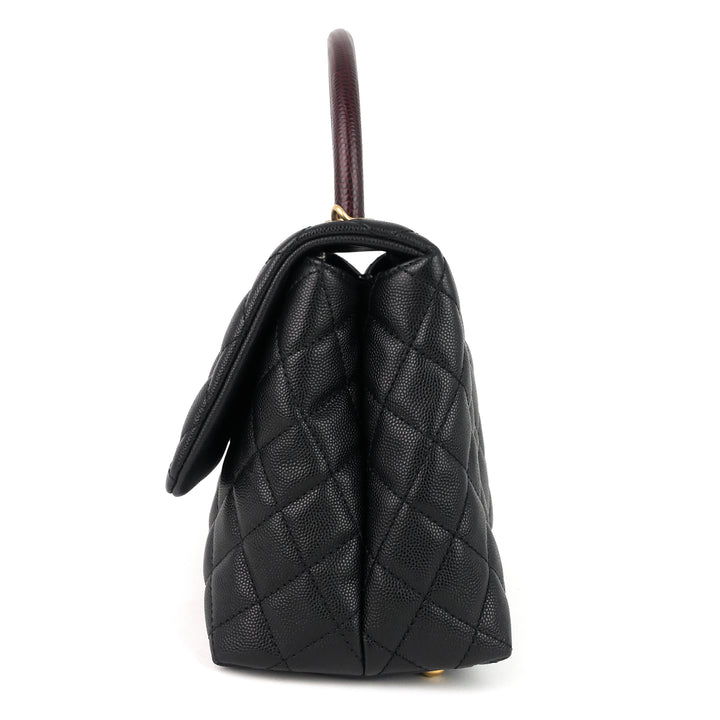 coco lizard top handle small caviar leather bag
