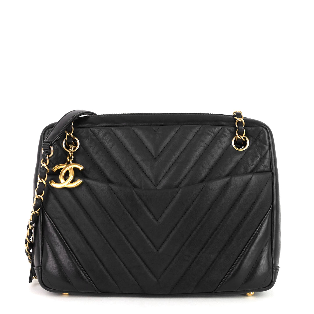 chevron quilted lambskin camera bag