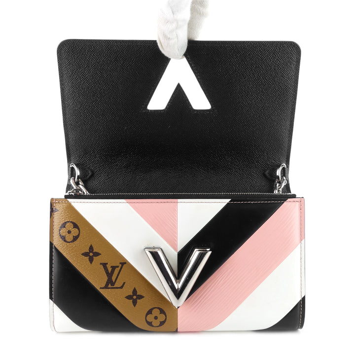 twist leather and reverse monogram wallet on chain bag