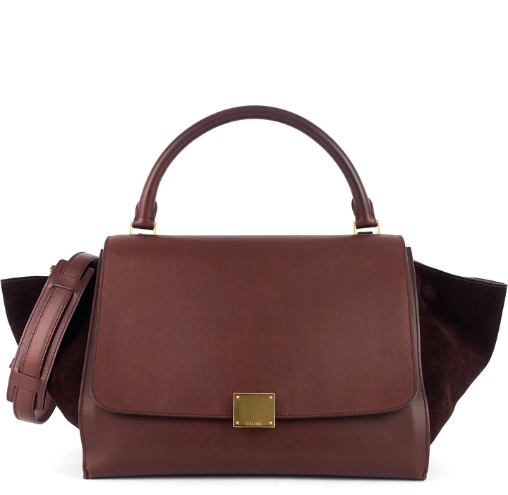 trapeze medium calf leather and suede bag