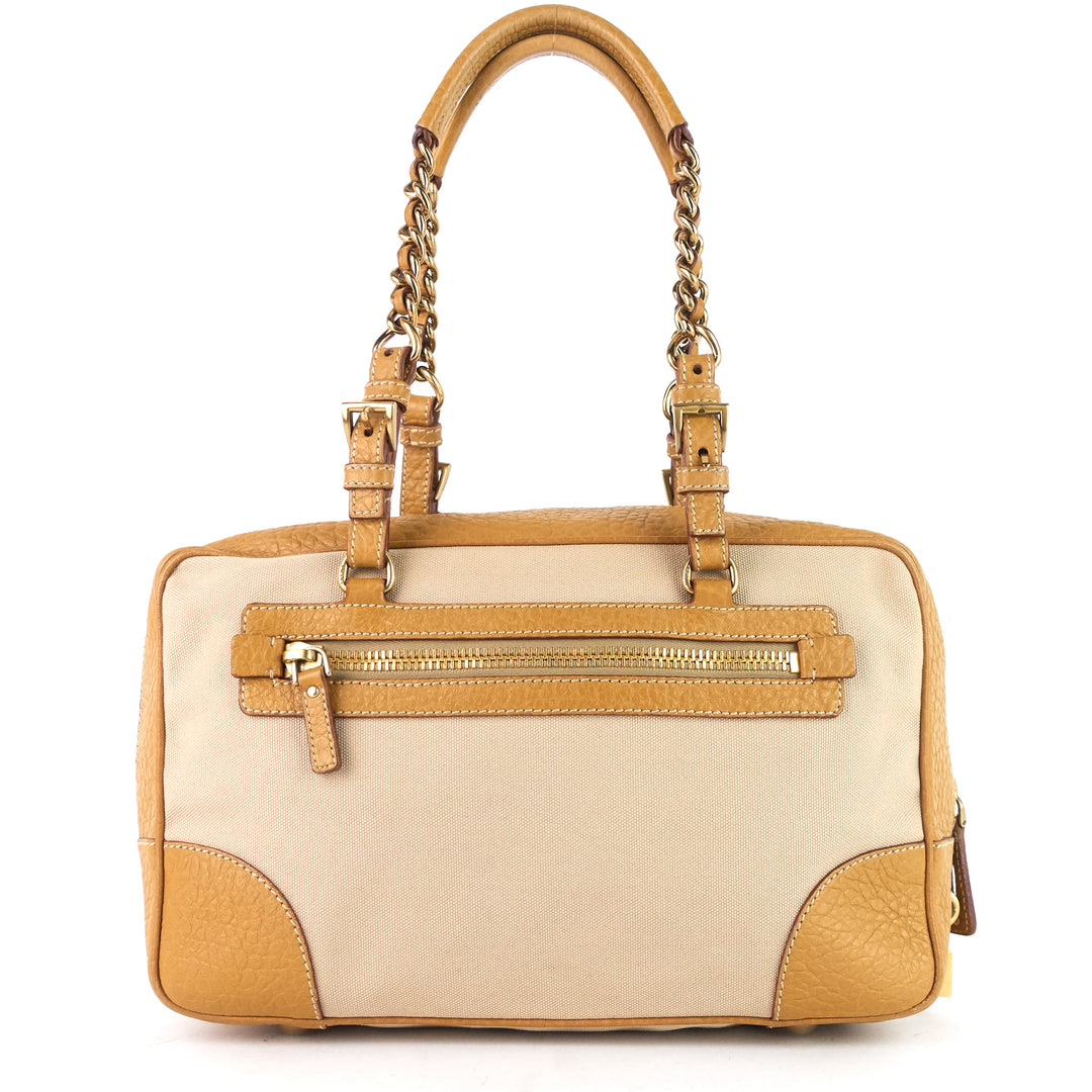 canvas and leather shoulder bag