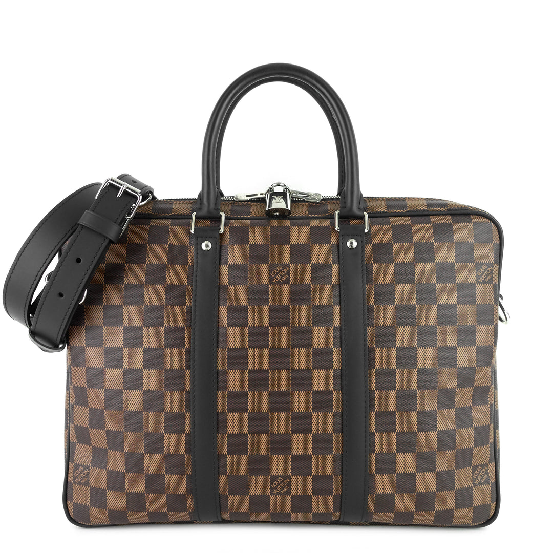 porte-documents voyage pm damier ebene canvas briefcase bag