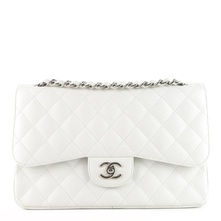 double flap jumbo caviar leather shoulder bag