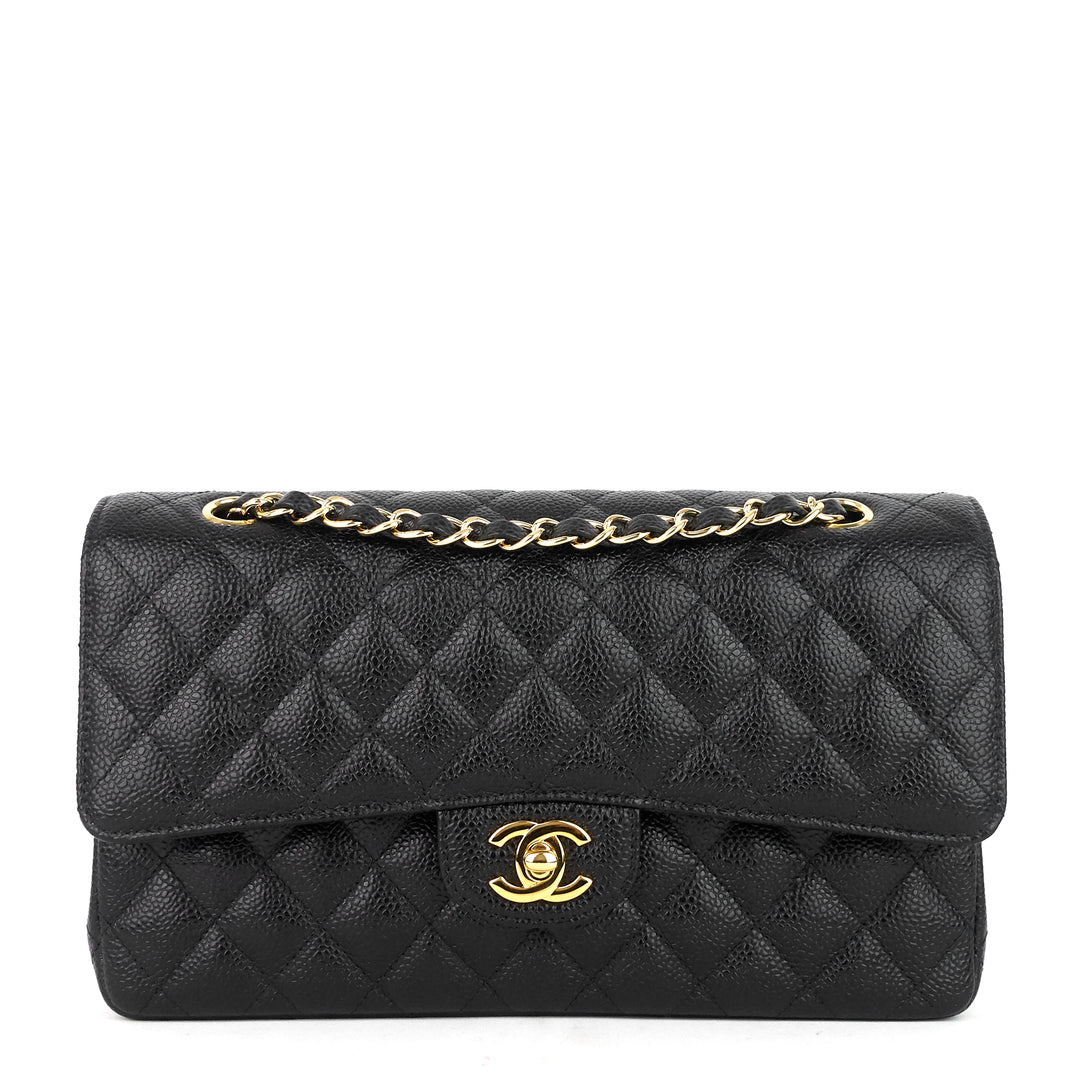classic double flap medium caviar leather bag