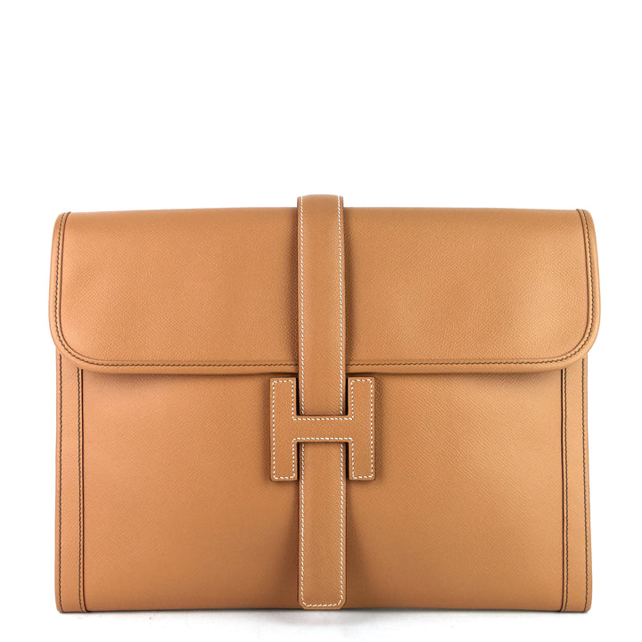 jige gm courchevel leather clutch bag