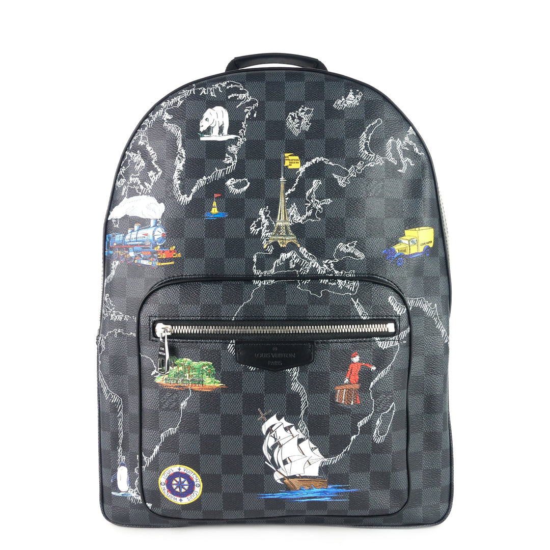 josh world map damier graphite canvas backpack