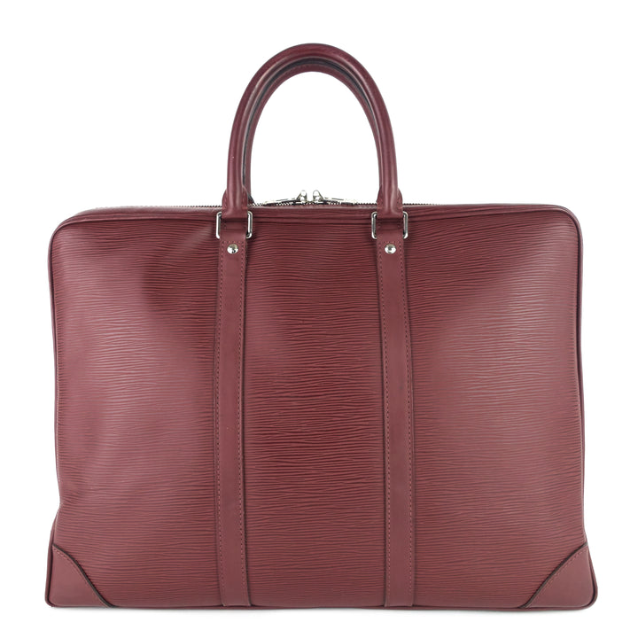 porte-documents voyage burgundy epi leather briefcase bag