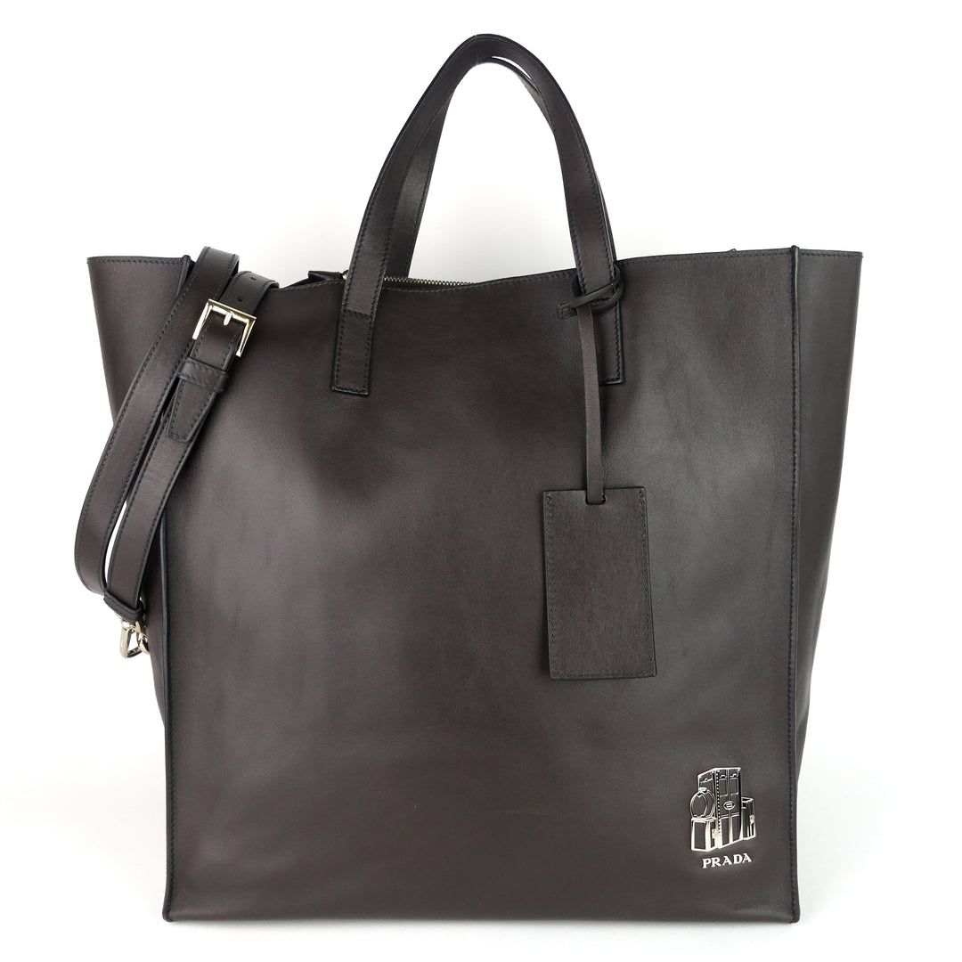 tall calfskin leather shopping tote bag