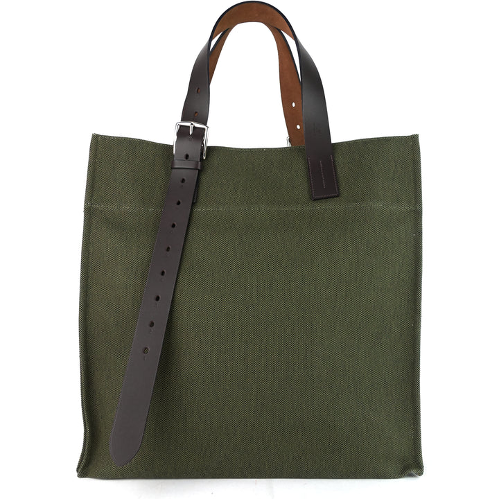 etriviere canvas and vache natural leather tote bag