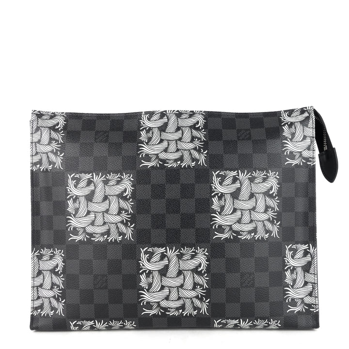 pochette voyage rope damier graphite canvas clutch bag