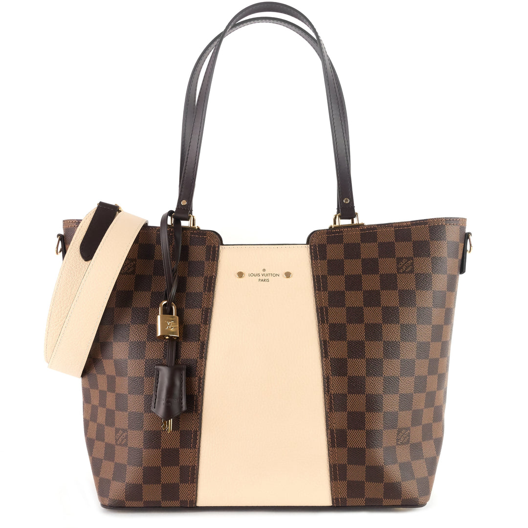 jersey damier ebene canvas and taurillon leather tote bag