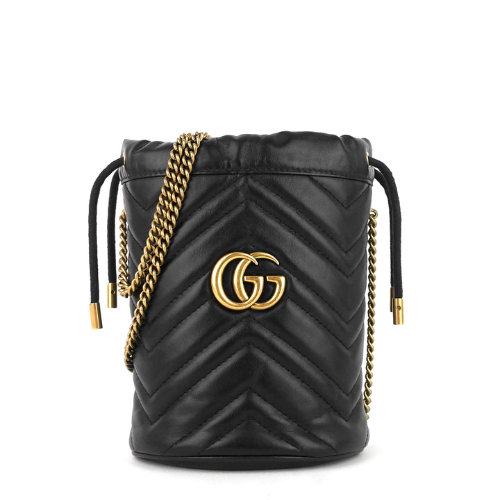 gg marmont leather mini bucket bag