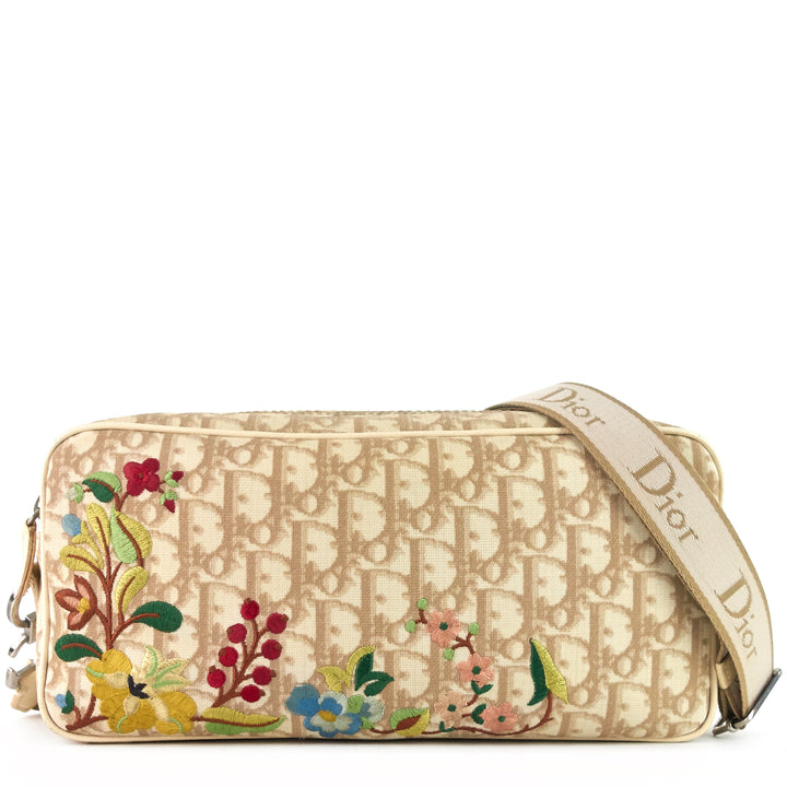 flowers monogram canvas embroidered bag