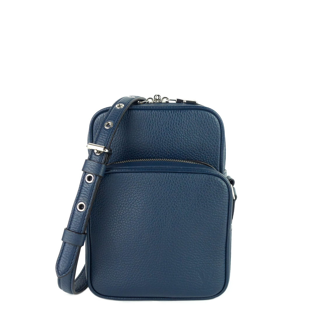 amazone blue taurillon leather crossbody bag