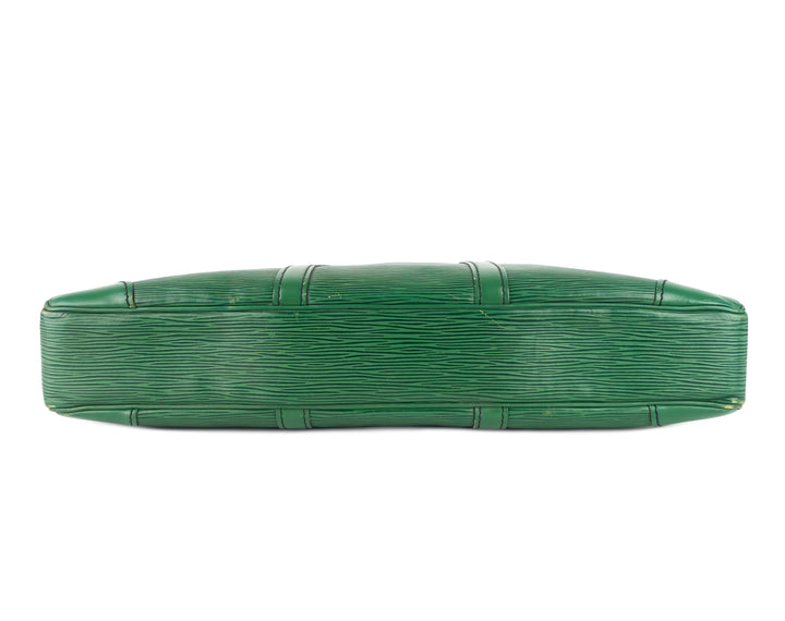 porte-documents voyage green epi leather briefcase bag