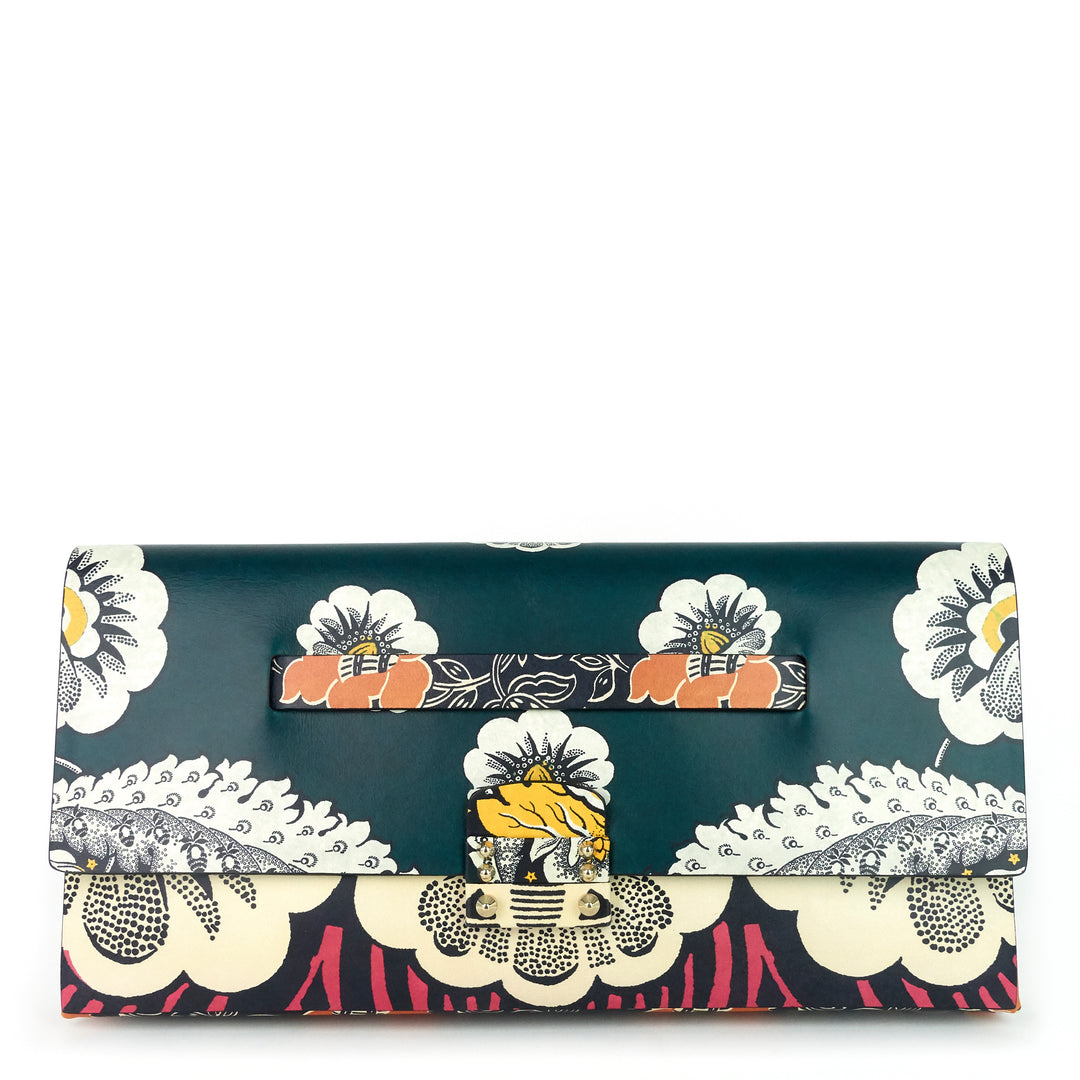 mime floral print leather clutch bag